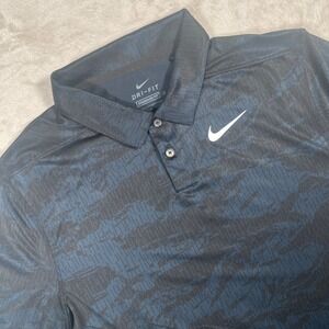 Nike Polo Dri-FIT Junior Boys XL Dark Navy Black Tiger Camo Print Short Sleeve